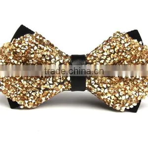 Men Fashion Crystal Bead Shinny Wedding Party Pre Tied Bow Tie Bowtie thumbnail-2