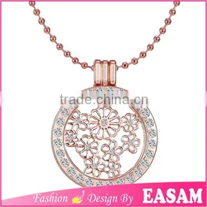New Arrival Coin Series Hollow Flower Pendant Locket Neckalce thumbnail-1
