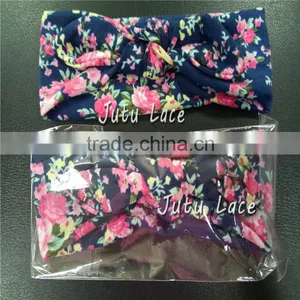 Fancy Cotton Fabric Wide Headware - Fashion Stretch Knited Headwraps -floral Custom Printed Elastic Headbands thumbnail-3