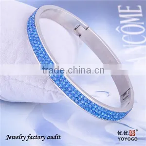 2014 Simple Alloy Health Stainless Steel Blue Rhinestones Bracelet thumbnail-1