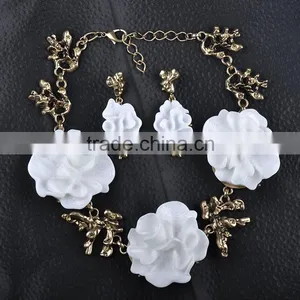 Hot Resin Necklace Earring Flower Jewelry Set thumbnail-6