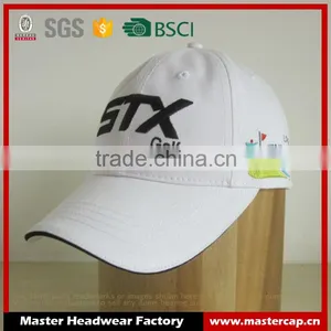 White Cotton Golf Caps Flat Embroidery Golf Cap Wholesale thumbnail-1