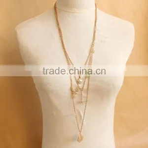 MYLOVE Fashion Gold Plated Necklace Cute Butterfly Leaf Pendant Long Polo Chain Sweater Necklace HOT MLSC-17 thumbnail-1