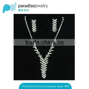 Silver Plated Wedding Jewelry Set 2016 New Women Bridal Jewelry Set Hot Wholesale Rhinestone Necklace Earring Set thumbnail-3