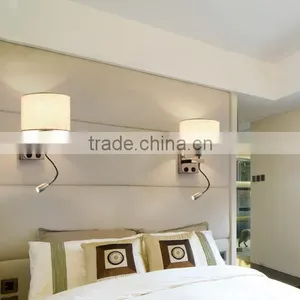 Chrome Body Fabric Shade Led Modern Hotel Wall Lamp For Project And Bedroom thumbnail-4