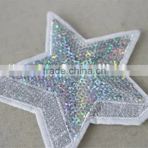 Hot Selling Custom 3d Star Pattern Sequin Patch Embroidery Trim Polyester Material for Wholesale thumbnail-4