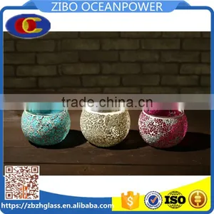 Glass Candleholder Colored Glass Jar With Mosaic Paster thumbnail-1