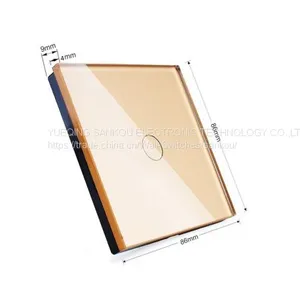 EU Standard One Gang Two Way Crystal Glass Panel With Red & Green LED Touch Switch thumbnail-4