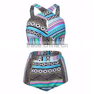 Plus Size Swimwear Women Swimsuit 2016 New Bikinis High Waist Bathing Suits Print Vintage Retro Floral Bikini Set thumbnail-6