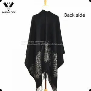 2017 New Custom Design Jacquard Cashmere Lady Knit Shawls thumbnail-3