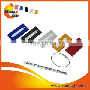 Custom Logo Laser Metal Luggage Tag . Luggage Tag With Wire Ring thumbnail-1