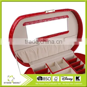 Hand Made Luxury Large Mirror Lockable Pink Gift Custom Leather Jewelry Box thumbnail-6