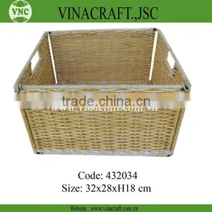 Rattan Foldable Laundry Basket With Handles thumbnail-1