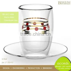 Unbreakable Pyrex Drinking Custom Small Glass Tea Cups With Saucer thumbnail-1