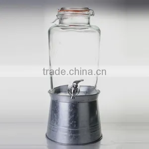 9L Glass Cold Beverage Dispenser With Metal Barrel thumbnail-1