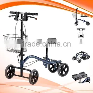 FOLDABLE KNEE WALKER WITH REMOVABLE BASKET/STEEL KNEE SCOOTER "MIT" Hot in US thumbnail-1