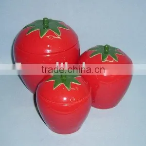 BT5 CERAMICS Ceramic Strawberry Shape Canister Set of 3 Pcs thumbnail-1