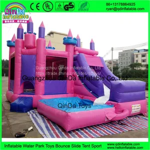 Guangzhou Qinda Princess Inflatable Bouncy Castle With Water Slide Swimming Pool Kids Jumping Castle for Sale thumbnail-1