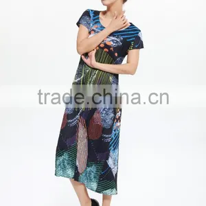 Wholesale Chromatic Wrinkle Clothing Slimming A-line Dress for Lady thumbnail-4