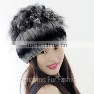 CX-C-135A Women Rex Rabbit Fur Russian Style Winter Cap thumbnail-6