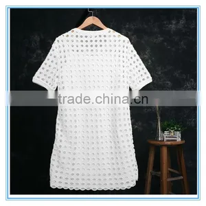 Elegant Ladies Fashion 2 Pieces Wholesale White Cotton Dress Pattern High Quality thumbnail-2