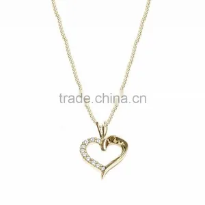 Fashionable Gold Plated CZ Studded Heart Pendant thumbnail-1