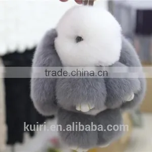 2017 Genuine Rex Rabbit Furs Keychain Pendant Bag Car Charm Tag 18cm Fluffy Bunny Rabbit Keychain Toy Doll Fur Monster Ke Lqb-39 thumbnail-3