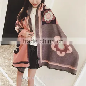 2016 Luxury Brand Cashmere Scarf For Women Sunflower Pattern Pashmina Cashmere Shawls Winter Women Blanket Scarf thumbnail-6