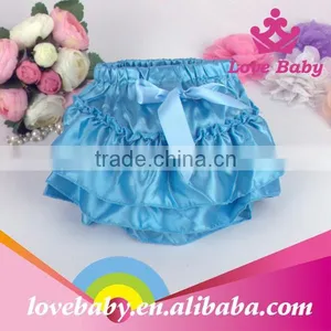 Wholesale Solid Color Baby Bloomers Fashional Satin Bloomers With Butterfly Knot thumbnail-3