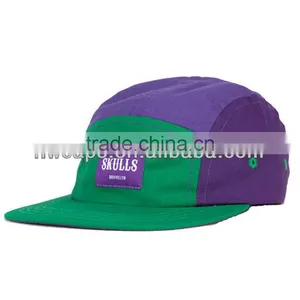 Leather Strap Flat Brim Custom 5 Panel Hat and Cap thumbnail-4