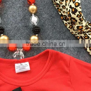 2016 New Baby Girls Spring Outfit Suit Red Leopard Top Kids Clothes With Matching Accessories thumbnail-2