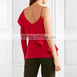 2017 Unique Design Ruffle Blouse Lady Newest Fashion Top thumbnail-2