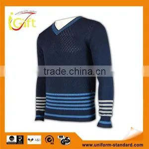 ISO9001/BSCI Manufature Popular Navy Blue Fitted Pullover Cardigan Sweater thumbnail-1