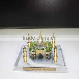 High Quality K9 Crystal Taj Mahal Model With 24k Gold Plating Metal JC0008 thumbnail-3