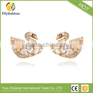 New Fashion 925 Silver Needle Cartoon Animal Swan Small Cubic Zricon Stud Earrings thumbnail-1