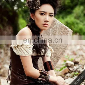 Steampunk Style Waistband Armband Made of Synthetic Leather thumbnail-4