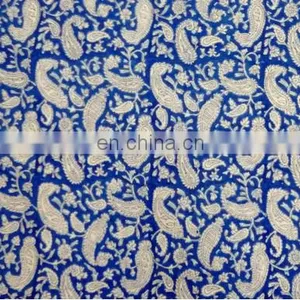 Hand Block Printed Cotton Fabric Paisley Print Indigo Fabric / Fabric / 100% Cotton Fabric thumbnail-1