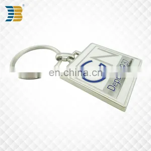 Square Custom Made Metal Zinc Plating Keychain With Keyring thumbnail-2