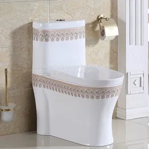 Bathroom Ceramic Golden New Design Luxury Modern Sanitary Ware wc Top Dual Flush Economic One Piece Toilet Bowl thumbnail-2