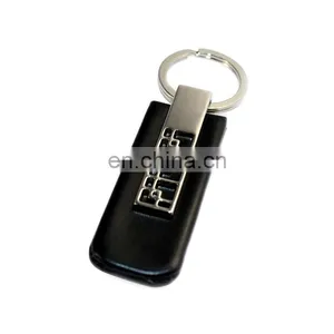 Custom Rectangle Black Leather Keychain Car Keyrings Wholesale thumbnail-1
