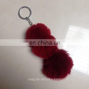 Wholesale Faux Fur Pompon Keychain 3pcs Fur Ball Bag Charm thumbnail-6