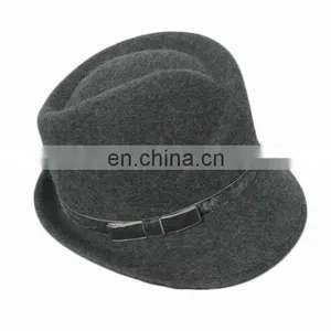 Fashion Wool Felt Fedora Hat, Grey Wool Felt Hat, Wool Hat thumbnail-1