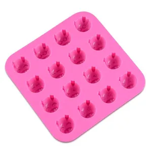 Free Sample Food Grade Heat Resistant Nontoxic Silicone Cake Mold Baking Mousse Pudding Mold Tool Pig Head 16holes thumbnail-3
