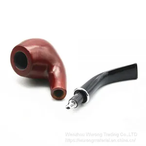 150mm Length Wooden Resin Short Tobacco Pipe With Big Red Round Head for Smoking thumbnail-5