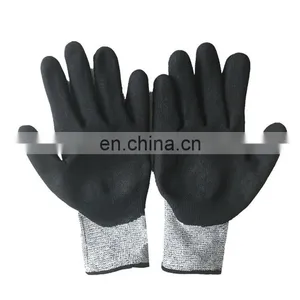 Sandy Nitrile Coated Level 5 Oilfield Anti Slip Cut Resistant TPR Impact Mechanic Gloves thumbnail-5
