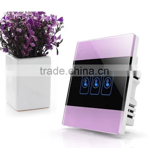 2016 Hot Sell 1Gang Crystal Glass Panel White Feather Touch Switch Smart Home Switch thumbnail-2