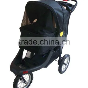 3Wheel Deluxe Jogging Pet Stroller W/12" Terrain EVA Tires Black Trim thumbnail-1