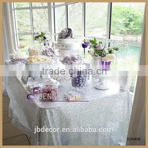 SQN#24 Wholesale 132" Round Champagne Rose Gold Sequin Table Cloth Quality Choice thumbnail-6