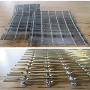 Decorative Embossed Metal Wire Mesh - Powder Coated Twill Woven Stainless Steel Partition, Hotel Entrance Screen, Woven Ceiling thumbnail-2