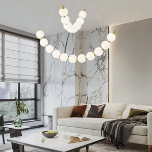 Beaded Curved-Strand LED Pendant - 8/11-Bead or Combo Brass thumbnail-2